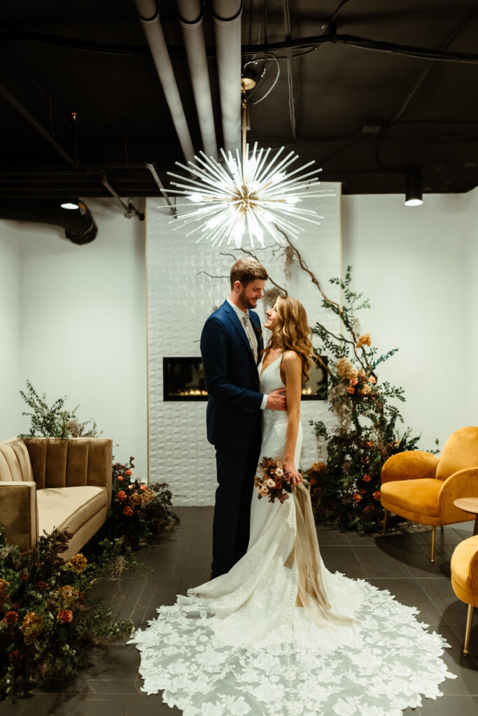 Bride and Groom at The Cove at WatersEdge in Columbus